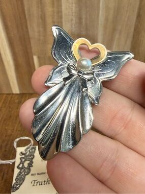 The Vintage Signed Two Tone Gold/Silver Jane Angel Brooch Pin